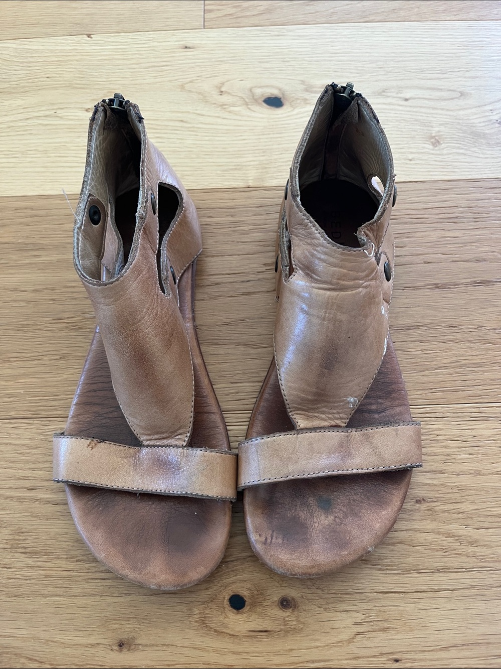 Bed Stu Tan Leather Cutout Sandal